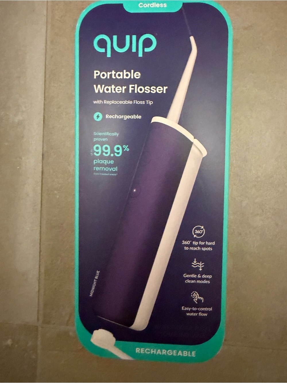 quip Rechargeable Portable Water Flosser — Purple and White